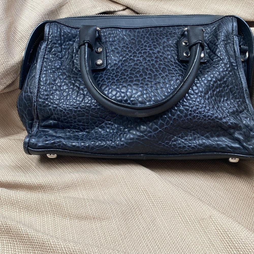 Gryson black pebbled leather satchel with crossbody option